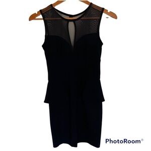 Bebe Peplum 90’s Black Mini Cocktail Dress, Size X Small
